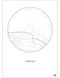 Caracas City Map Poster 2.5km | Gravura – Light background