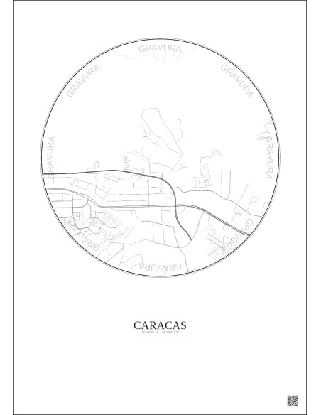 Affiche Caracas – Poster carte de ville 2.5km | Gravura – Fond clair