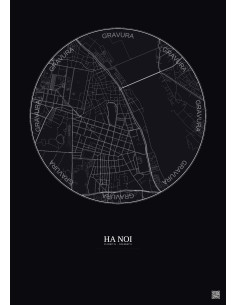 Ha Noi City Map Poster 2.5km | Gravura – Dark background