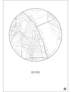 Ha Noi City Map Poster 2.5km | Gravura – Light background