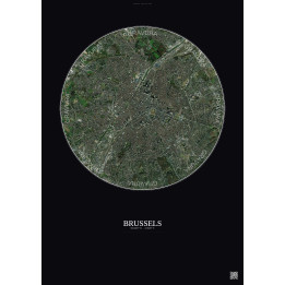 Affiche Brussels – Poster vue satellite 6km Couleur | Gravura – Fond foncé