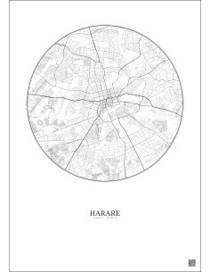 Harare City Map Poster 10km | Gravura – Light background