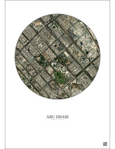 Affiche Abu Dhabi – Poster vue satellite 2.5km Couleur | Gravura – Fond clair