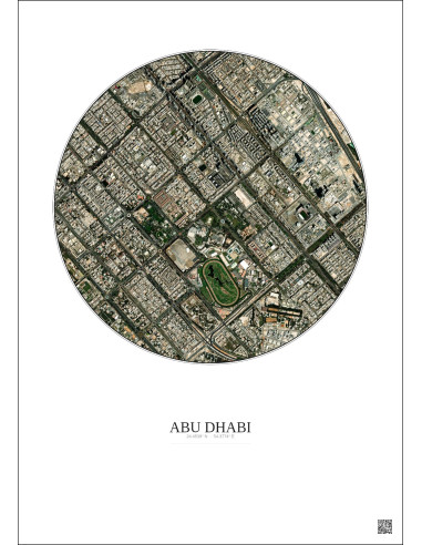 Affiche Abu Dhabi – Poster vue satellite 2.5km Couleur | Gravura – Fond clair