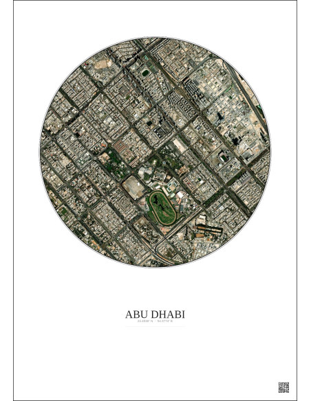 Affiche Abu Dhabi – Poster vue satellite 2.5km Couleur | Gravura – Fond clair