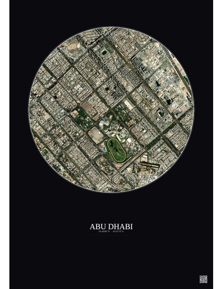 Affiche Abu Dhabi – Poster vue satellite 2.5km Couleur | Gravura – Fond foncé