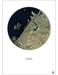 Affiche Dubai – Poster vue satellite 20km Couleur | Gravura – Fond clair