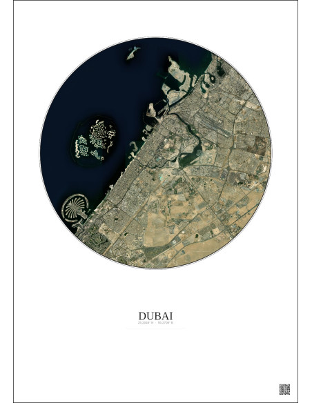 Affiche Dubai – Poster vue satellite 20km Couleur | Gravura – Fond clair