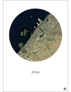 Affiche Dubai – Poster vue satellite 25km Couleur | Gravura – Fond clair