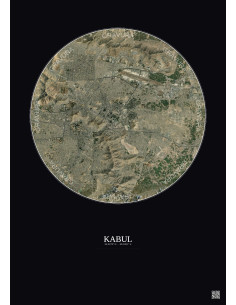 Kabul Satellite View Poster 10km Color | Gravura – Dark background