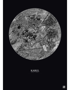 Kabul Satellite View Poster 2.5km B&W | Gravura – Dark background
