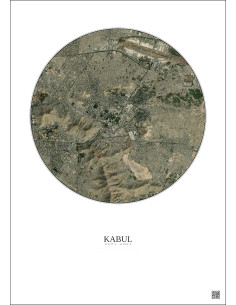 Kabul Satellite View Poster 6km Color | Gravura – Light background