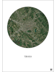 Tirana Satellite View Poster 10km Color | Gravura – Light background