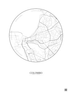 Affiche Colombo – Poster carte de ville 2.5km | Gravura – Fond clair