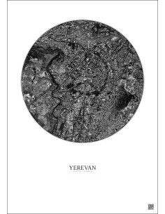 Yerevan Satellite View Poster 2.5km B&W | Gravura – Light background