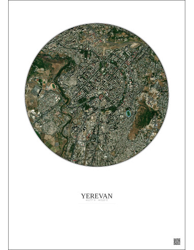 Yerevan Satellite View Poster 2.5km Color | Gravura – Light background