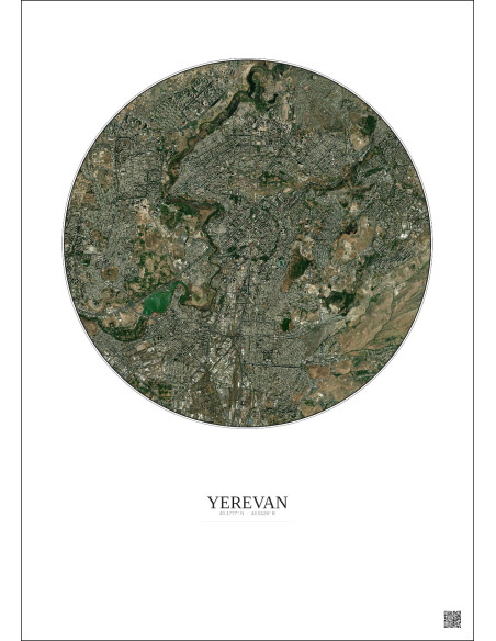 Affiche Yerevan – Poster vue satellite 6km Couleur | Gravura – Fond clair