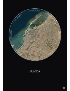 Luanda Satellite View Poster 10km Color | Gravura – Dark background