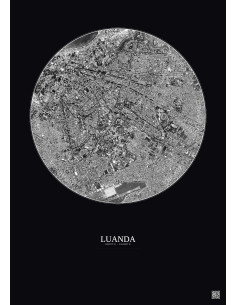 Luanda Satellite View Poster 2.5km B&W | Gravura – Dark background