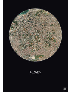 Luanda Satellite View Poster 2.5km Color | Gravura – Dark background