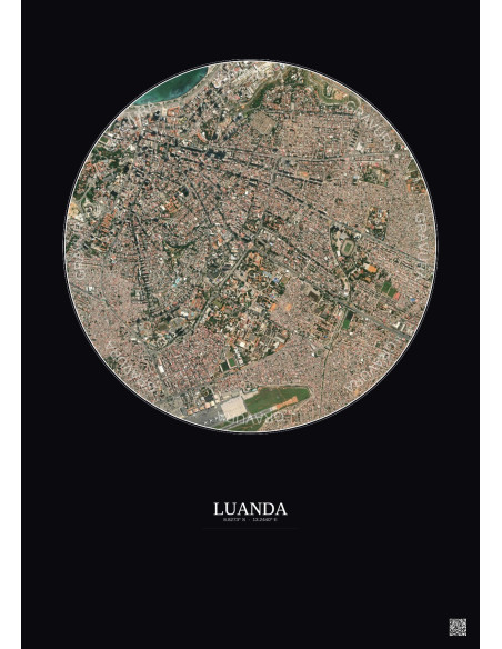 Affiche Luanda – Poster vue satellite 2.5km Couleur | Gravura – Fond foncé