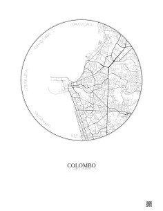 Affiche Colombo – Poster carte de ville 6km | Gravura – Fond clair