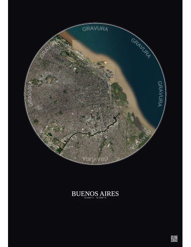 Buenos Aires Satellite View Poster 10km Color | Gravura – Dark background