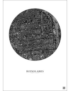 Buenos Aires Satellite View Poster 2.5km B&W | Gravura – Light background