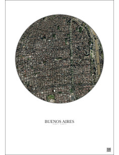 Buenos Aires Satellite View Poster 2.5km Color | Gravura – Light background