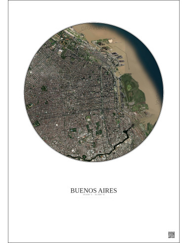 Affiche Buenos Aires – Poster vue satellite 6km Couleur | Gravura – Fond clair