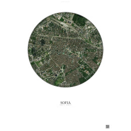 Affiche Sofia – Poster vue satellite 2.5km Couleur | Gravura – Fond clair