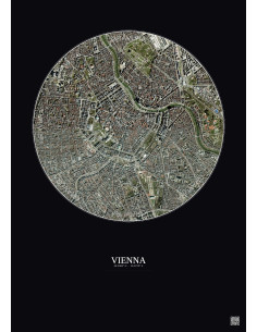 Affiche Vienna – Poster vue satellite 2.5km Couleur | Gravura – Fond foncé