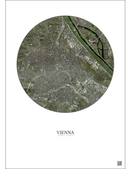 Affiche Vienna – Poster vue satellite 6km Couleur | Gravura – Fond clair