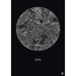 Affiche Sofia – Poster vue satellite 6km N&B | Gravura – Fond foncé