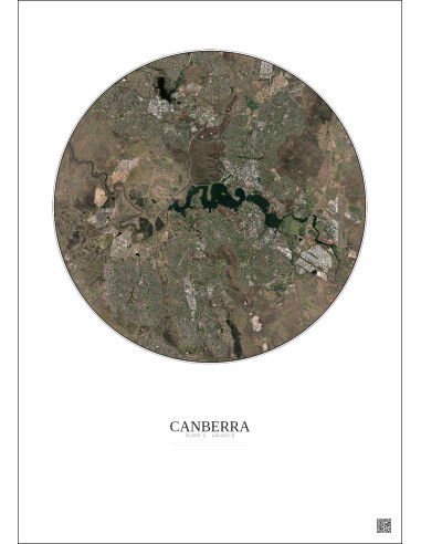 Affiche Canberra – Poster vue satellite 10km Couleur | Gravura – Fond clair