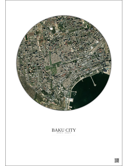 Baku City Satellite View Poster 2.5km Color | Gravura – Light background