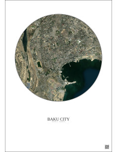 Baku City Satellite View Poster 6km Color | Gravura – Light background