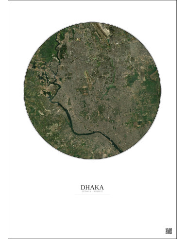 Dhaka Satellite View Poster 10km Color | Gravura – Light background