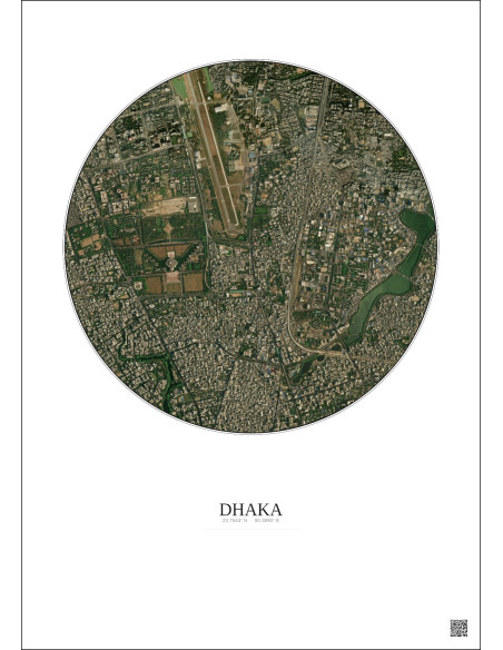 Affiche Dhaka – Poster vue satellite 2.5km Couleur | Gravura – Fond clair