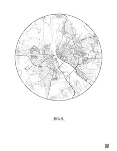 Riga City Map Poster 10km | Gravura – Light background