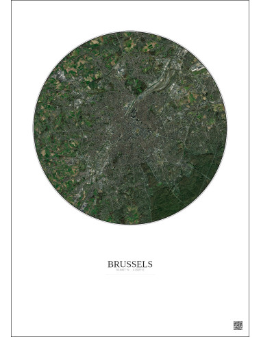 Affiche Brussels – Poster vue satellite 10km Couleur | Gravura – Fond clair