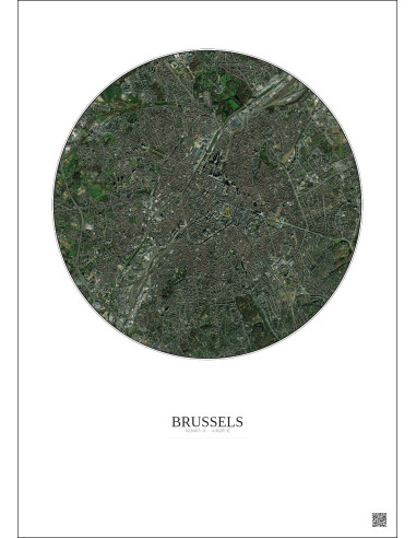 Affiche Brussels – Poster vue satellite 6km Couleur | Gravura – Fond clair