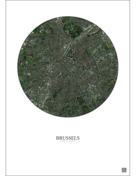 Affiche Brussels – Poster vue satellite 6km Couleur | Gravura – Fond clair