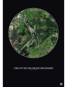Circuit De Spa Francorchamps Satellite View Poster 2.5km Color | Gravura – Dark background