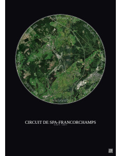 Circuit De Spa Francorchamps Satellite View Poster 5km Color | Gravura – Dark background