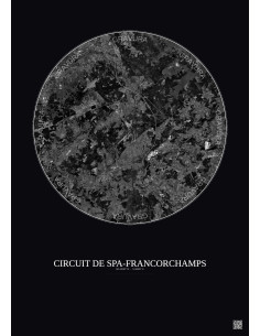 Circuit De Spa Francorchamps Satellite View Poster 10km B&W | Gravura – Dark background