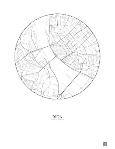 Riga City Map Poster 2.5km | Gravura – Light background