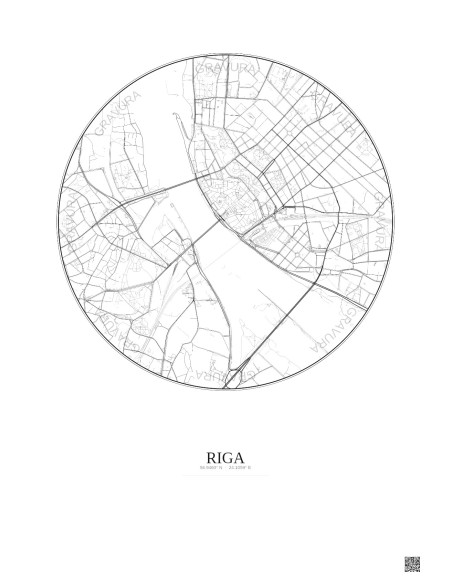 Riga City Map Poster 2.5km | Gravura – Light background