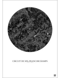 Circuit De Spa Francorchamps Satellite View Poster 10km B&W | Gravura – Light background