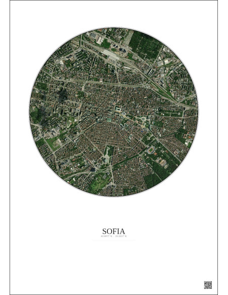 Sofia Satellite View Poster 2.5km Color | Gravura – Light background